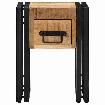 Tavolino Marrone e Nero 30 x 30 x 40 cm Legno di mango massello