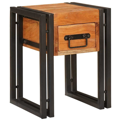 Tavolino con cassetto 30 x 30 x 40 cm Legno di Acacia Massello