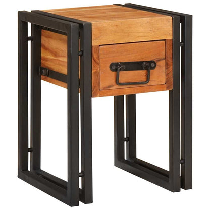 Tavolino con cassetto 30 x 30 x 40 cm Legno di Acacia Massello