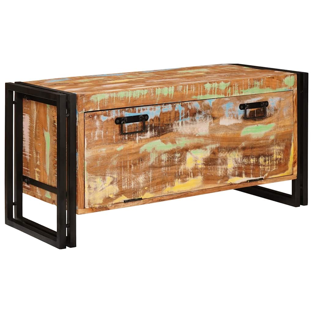 Mobile per scarpe con porta Marrone Legno massello riciclato