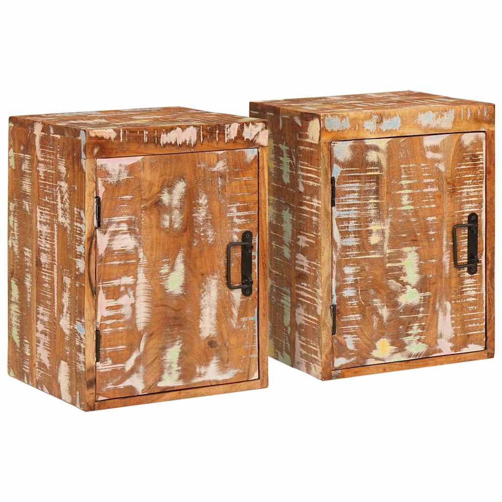 Comodino 2 pcs Marrone Legno massello di recupero