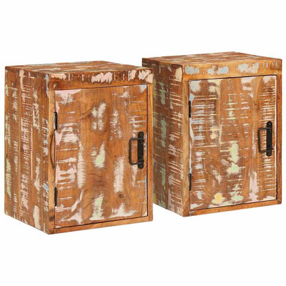 Comodino 2 pcs Marrone Legno massello di recupero
