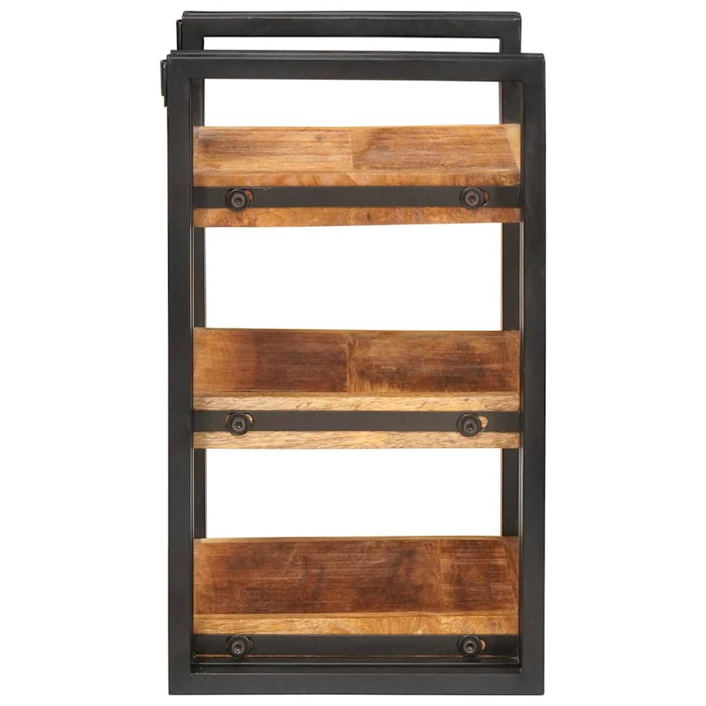 Comodino Marrone e Nero 38 x 33 x 58 cm Legno di mango massello
