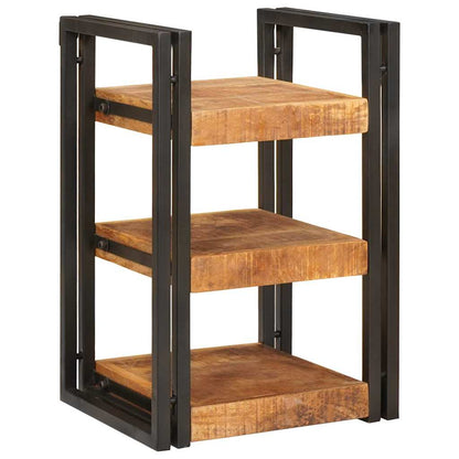 Comodino 2 pcs Marrone e Nero Legno di mango massello