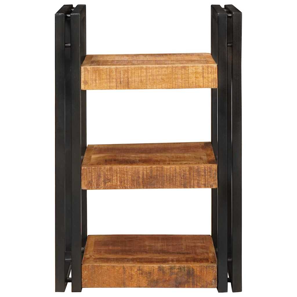 Comodino 2 pcs Marrone e Nero Legno di mango massello