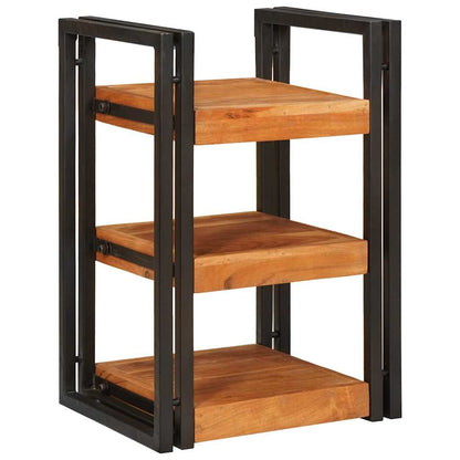Comodino 2 pcs Marrone e Nero Legno Massello di Acacia