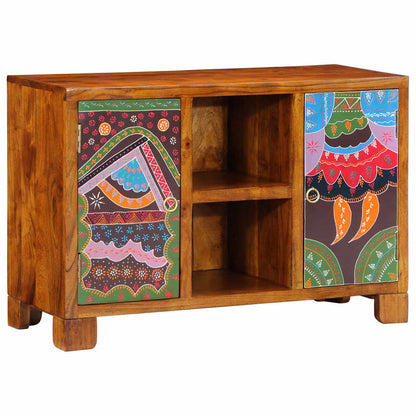 Credenza Multicolore 90x35x60 in Legno Massello di Acacia