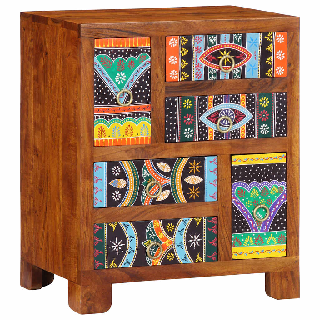 Credenza Multicolore 50x35x60 in Legno Massello di Acacia