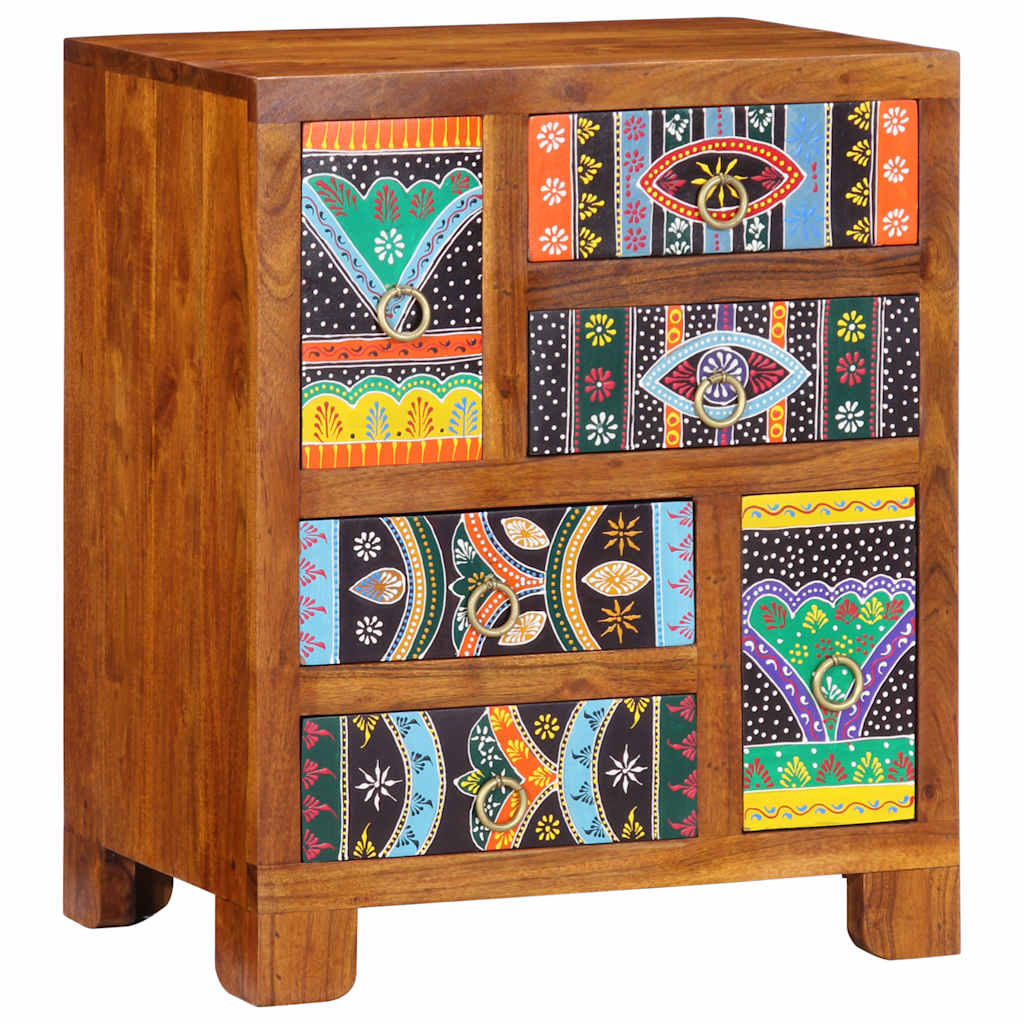 Credenza Multicolore 50x35x60 in Legno Massello di Acacia