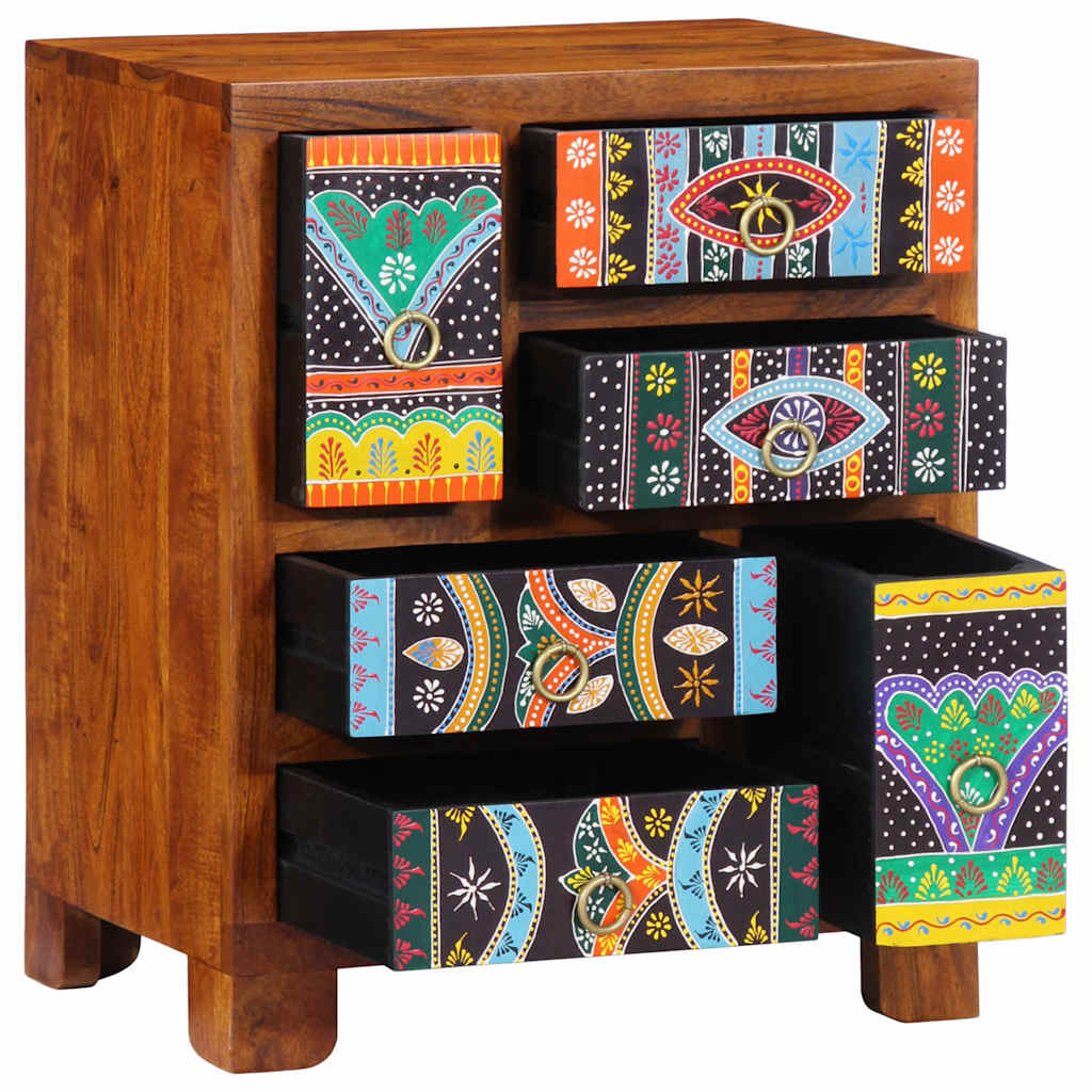 Credenza Multicolore 50x35x60 in Legno Massello di Acacia
