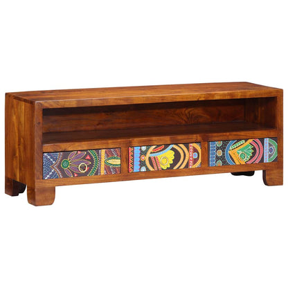 Mobile Porta TV Multicolore 110x30x40 Legno Massello di Acacia