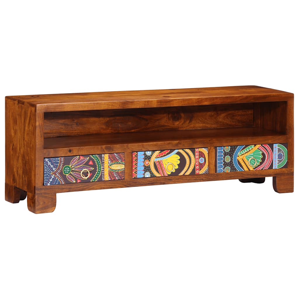 Mobile Porta TV Multicolore 110x30x40 Legno Massello di Acacia