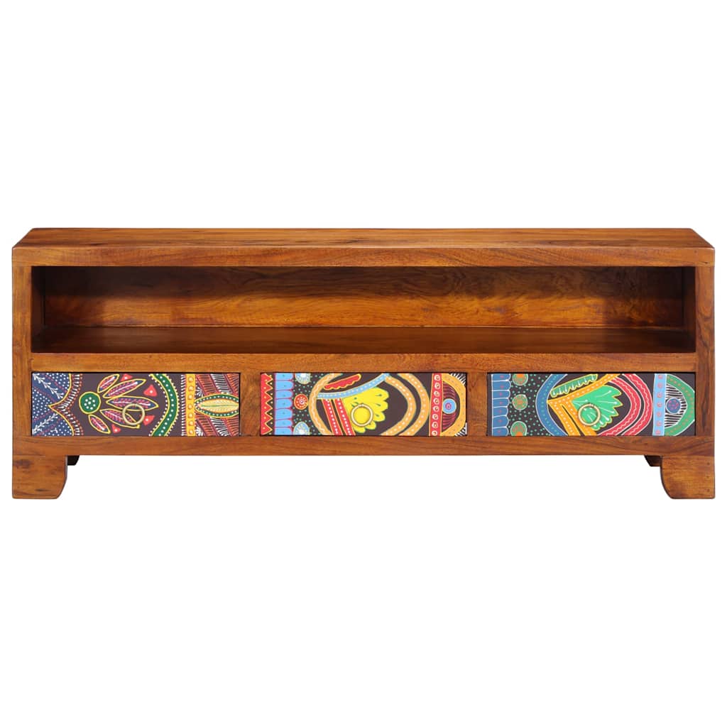 Mobile Porta TV Multicolore 110x30x40 Legno Massello di Acacia