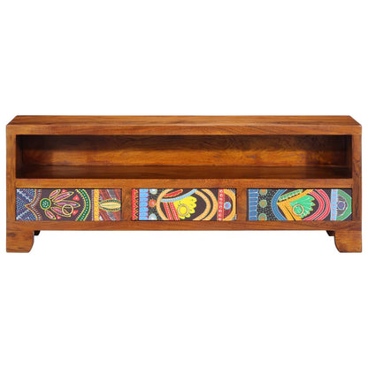 Mobile Porta TV Multicolore 110x30x40 Legno Massello di Acacia
