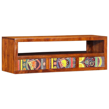 Mobile TV a Parete Multicolore 90x30x30 Legno Massello Acacia