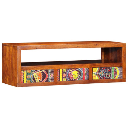Mobile TV a Parete Multicolore 90x30x30 Legno Massello Acacia