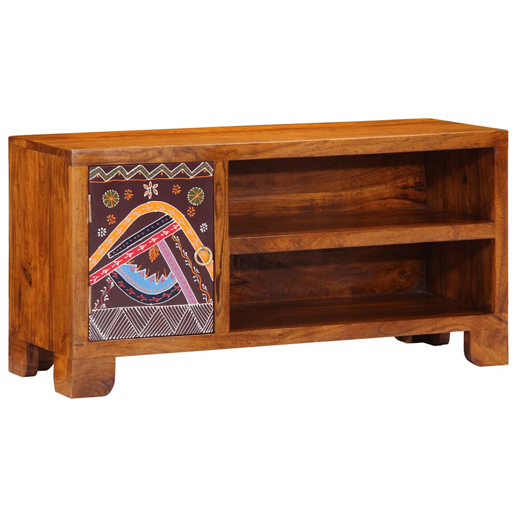 Mobile Porta TV Multicolore 90x30x45 Legno Massello di Acacia