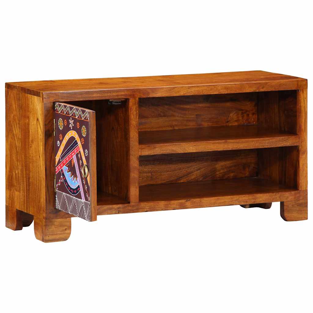 Mobile Porta TV Multicolore 90x30x45 Legno Massello di Acacia