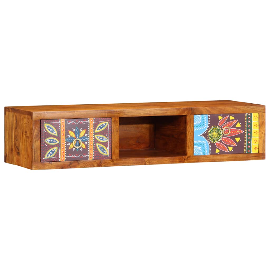 Mobile TV a Parete Multicolore 100x30x22 Legno Massello Acacia