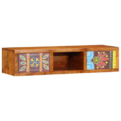 Mobile TV a Parete Multicolore 100x30x22 Legno Massello Acacia
