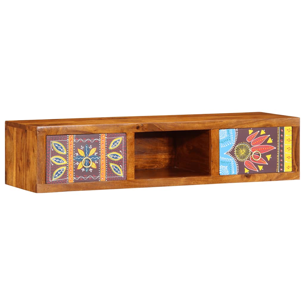 Mobile TV a Parete Multicolore 100x30x22 Legno Massello Acacia