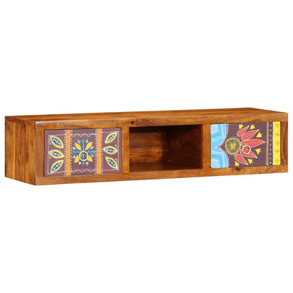 Mobile TV a Parete Multicolore 100x30x22 Legno Massello Acacia
