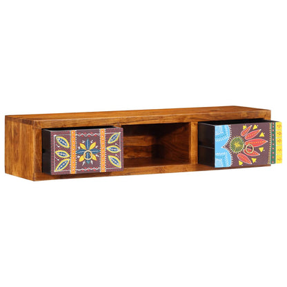 Mobile TV a Parete Multicolore 100x30x22 Legno Massello Acacia