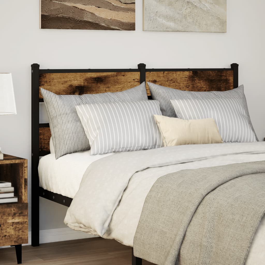 Testiera Rovere Fumo 135 cm in Ferro e Legno Multistrato