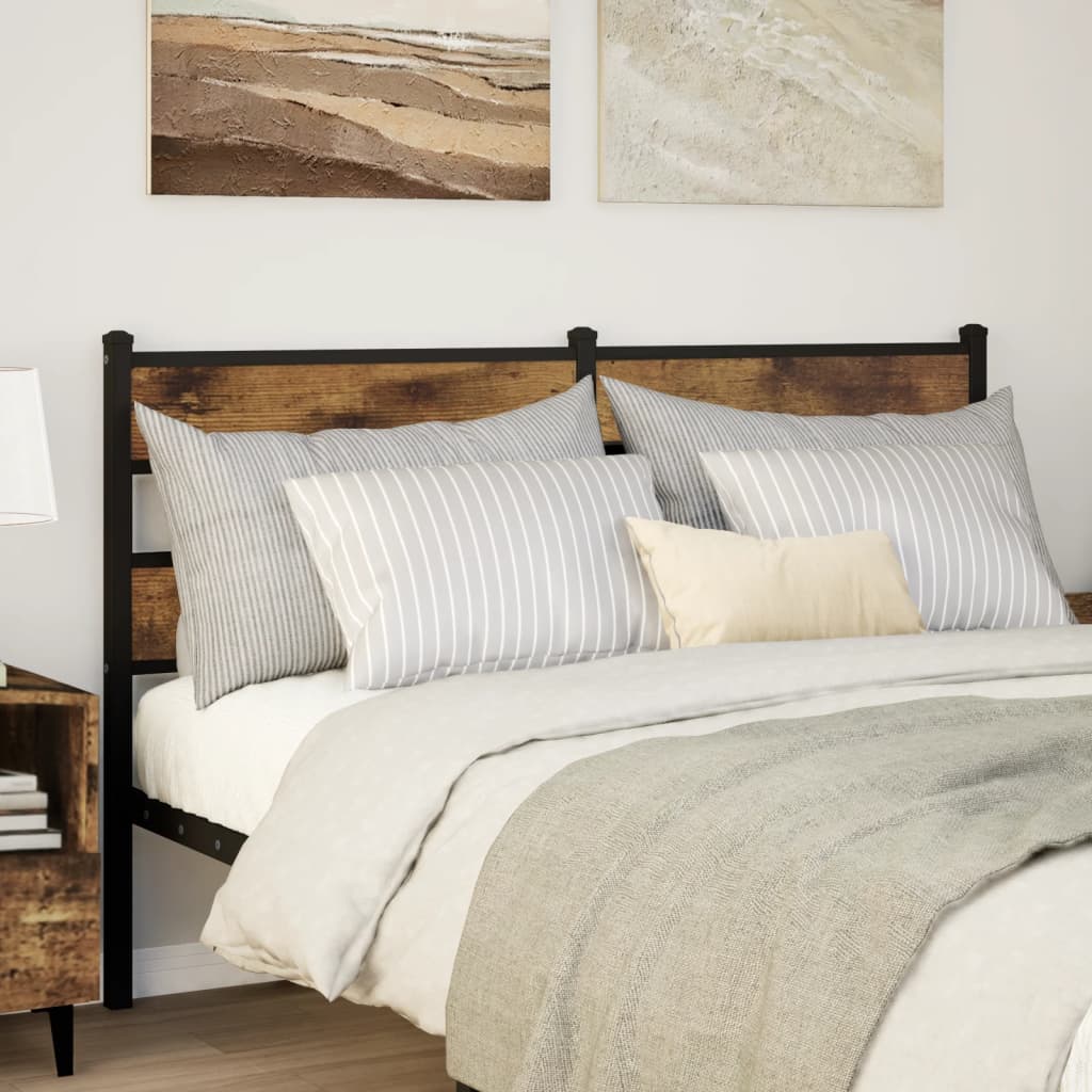 Testiera Rovere Fumo 160 cm in Ferro e Legno Multistrato