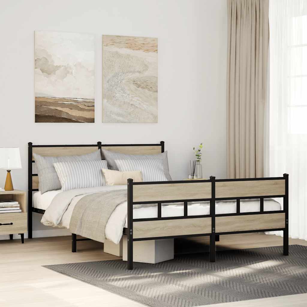 Giroletto senza Materaso in Metallo Rovere Sonoma 135x190 cm