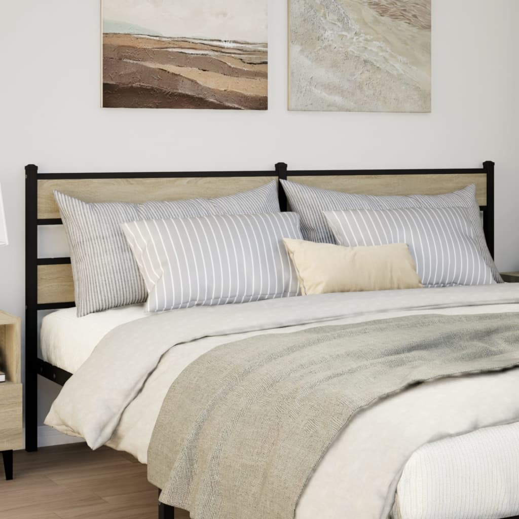 Testiera di Ricambio Rovere Sonoma 193 cm in Ferro e Legno Multistrato