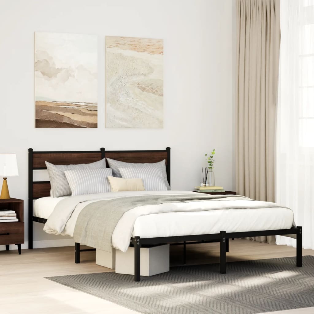 Giroletto senza Materasso con Testiera Rovere Marrone 137x190cm