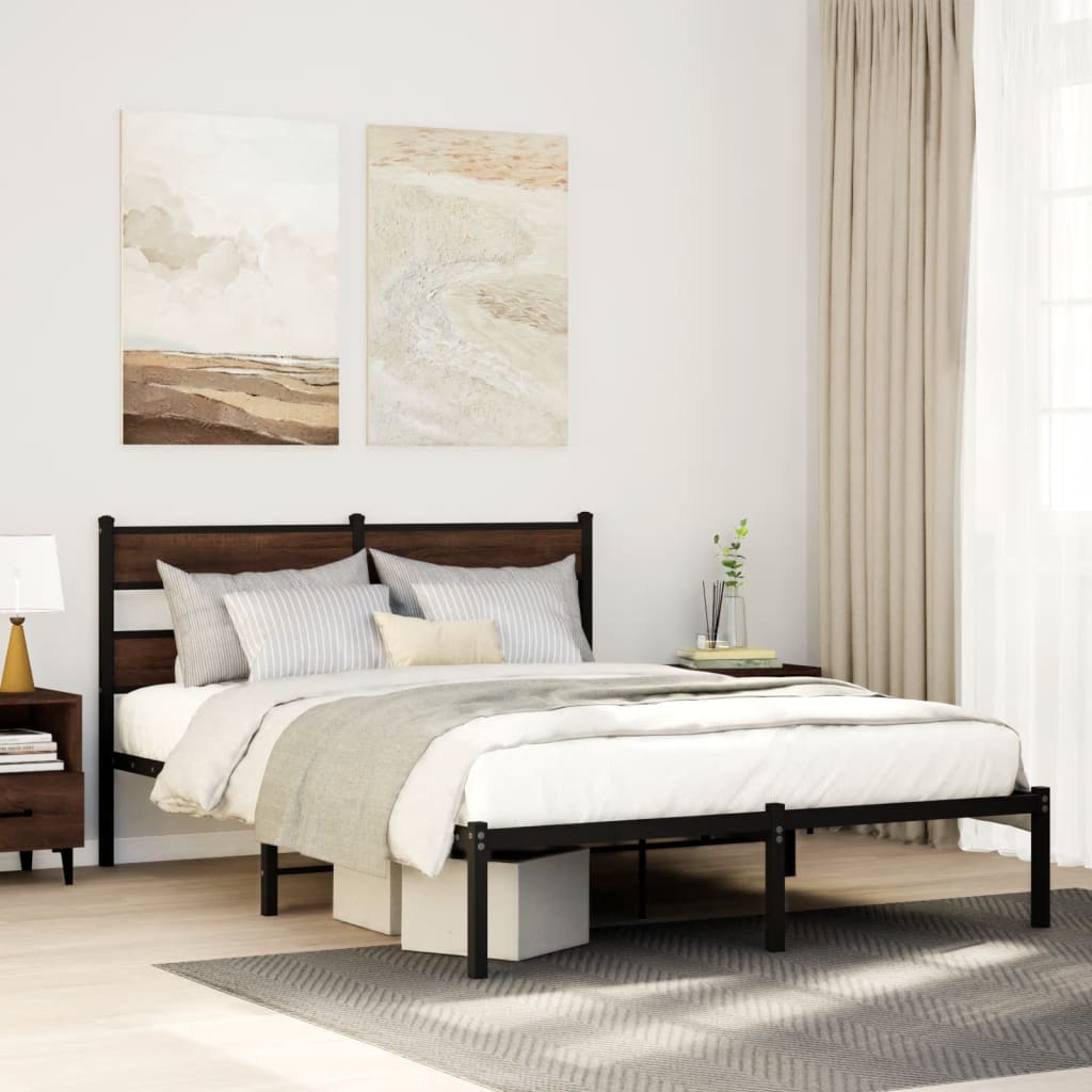 Giroletto senza Materasso con Testiera Rovere Marrone 140x190cm