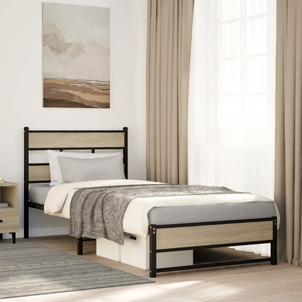 Giroletto senza Materaso in Metallo Rovere Sonoma 80x200 cm