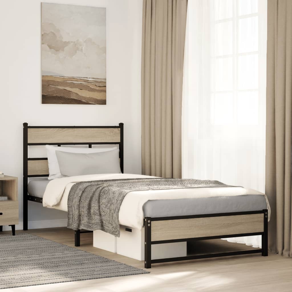 Giroletto senza Materaso in Metallo Rovere Sonoma 100x190 cm