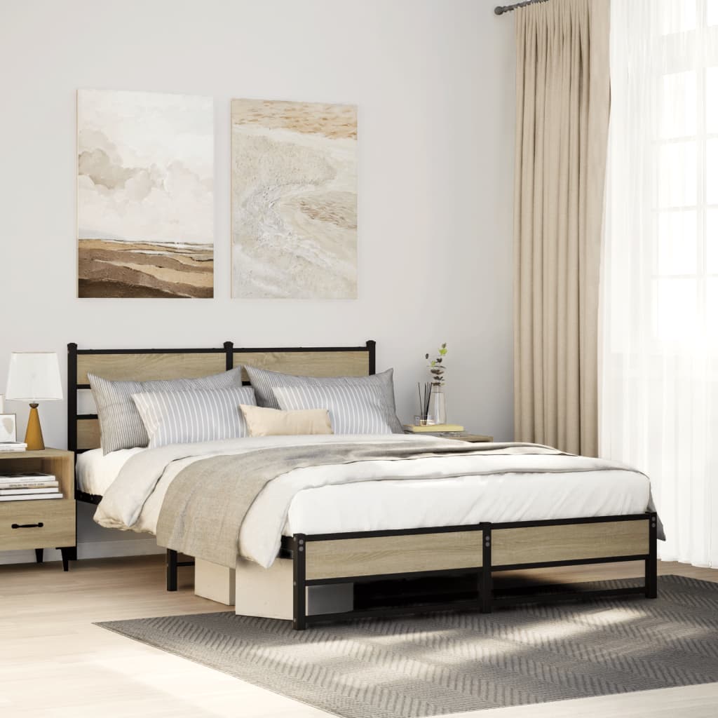 Giroletto senza Materaso in Metallo Rovere Sonoma 135x190 cm