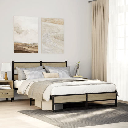 Giroletto senza Materaso in Metallo Rovere Sonoma 135x190 cm