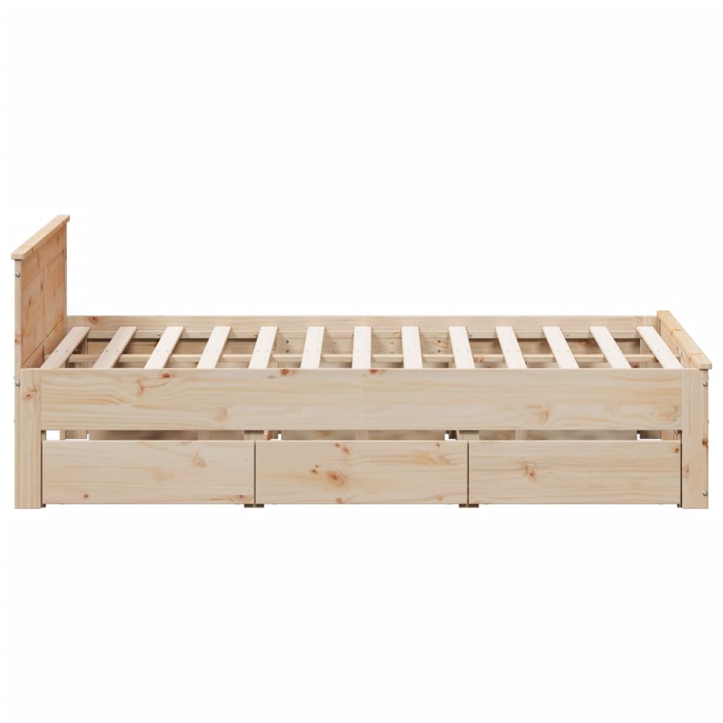 Letto senza Materasso con Testiera 160x200 cm in Legno di Pino
