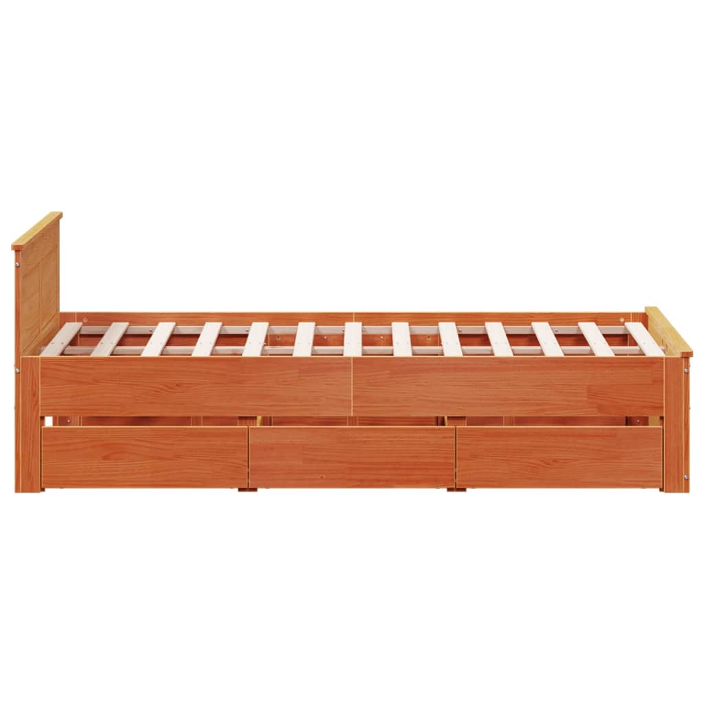 Giroletto senza Materasso con Testata Marrone Cera 120x200 Pino