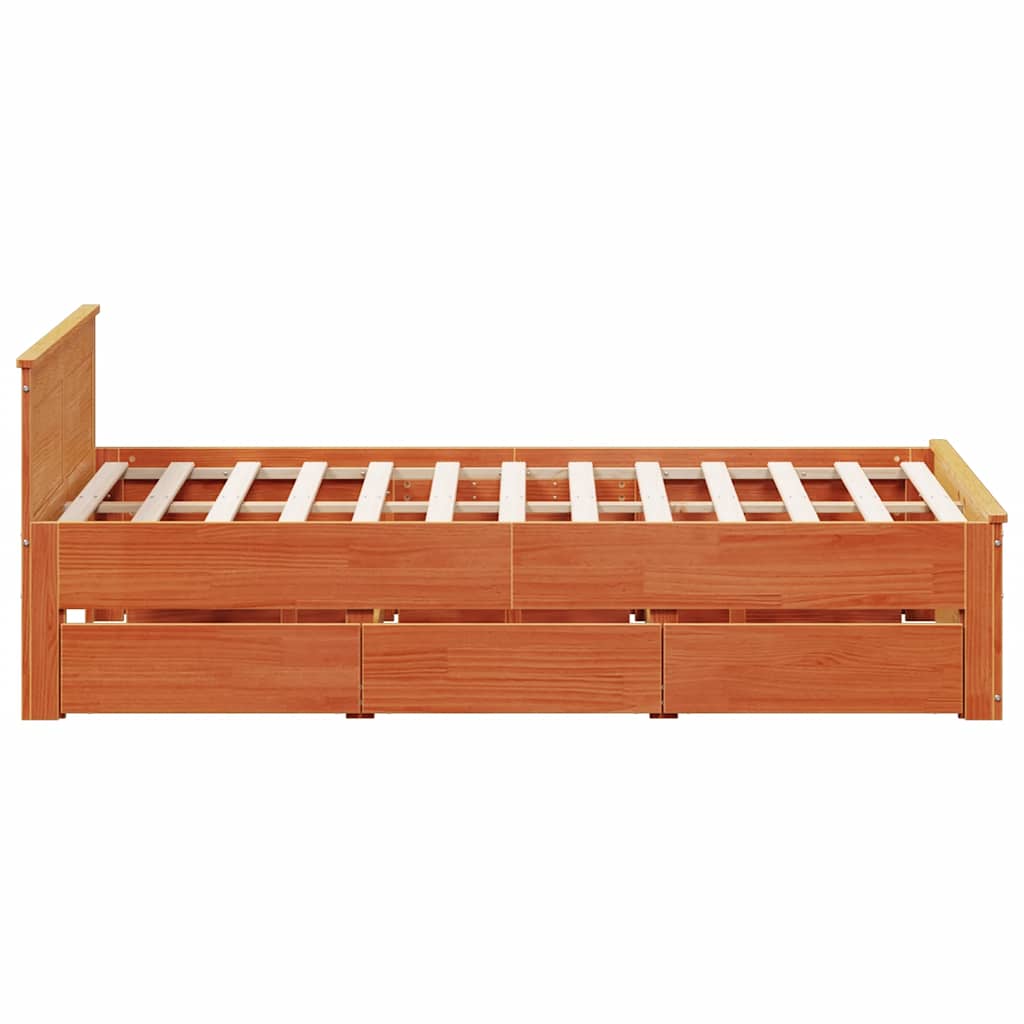 Giroletto senza Materasso con Testata Marrone Cera 140x190 Pino
