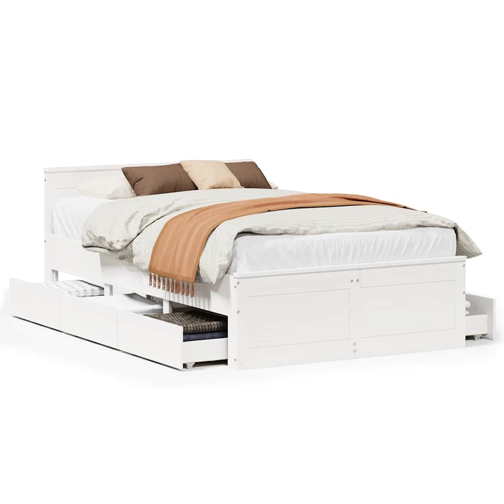 Giroletto senza Materasso con Testata Bianco 135x190 cm Pino