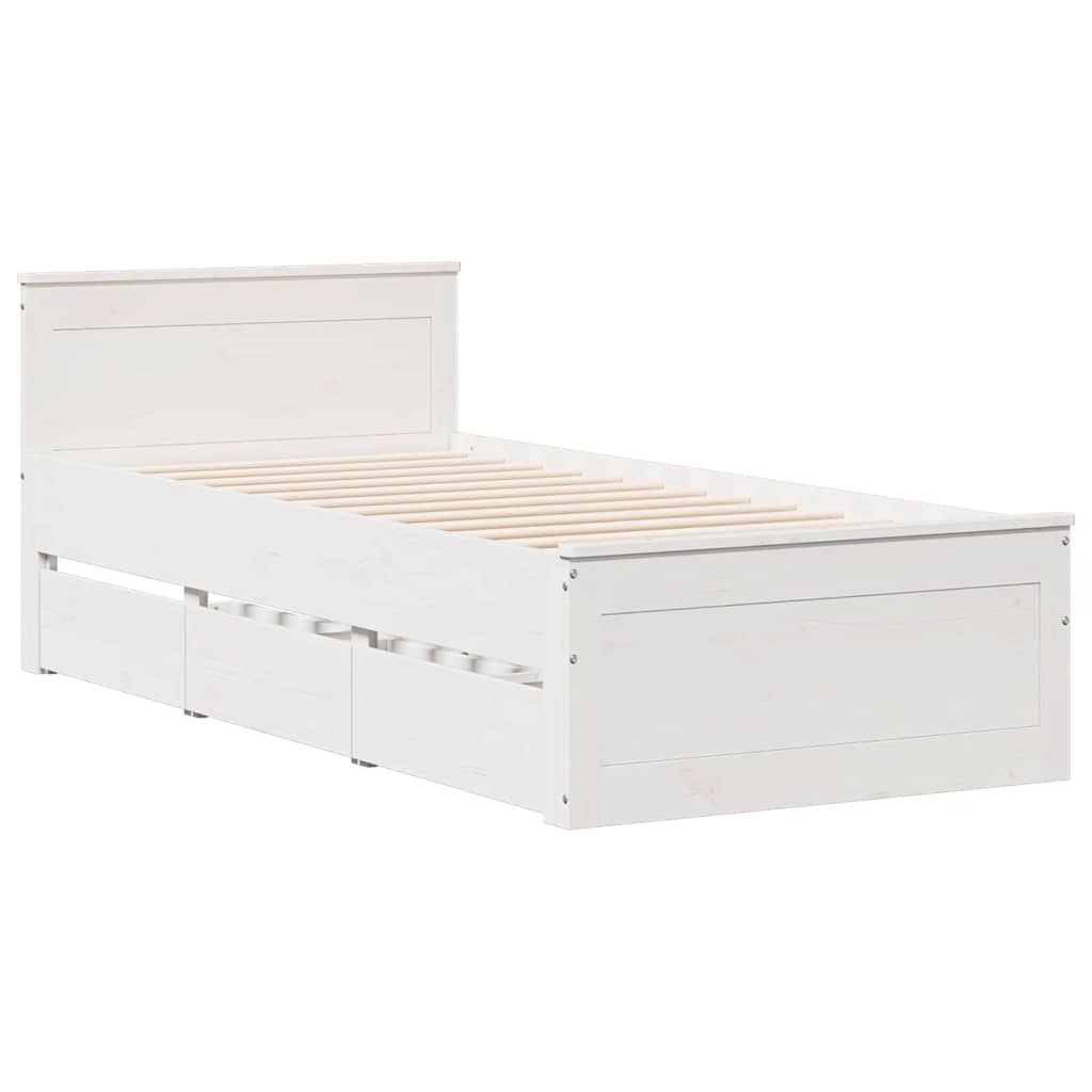 Giroletto senza Materasso con Testiera Bianco 75x190 cm Pino
