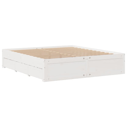 Giroletto senza Materasso con Cassetti Bianco 200x200 cm Pino
