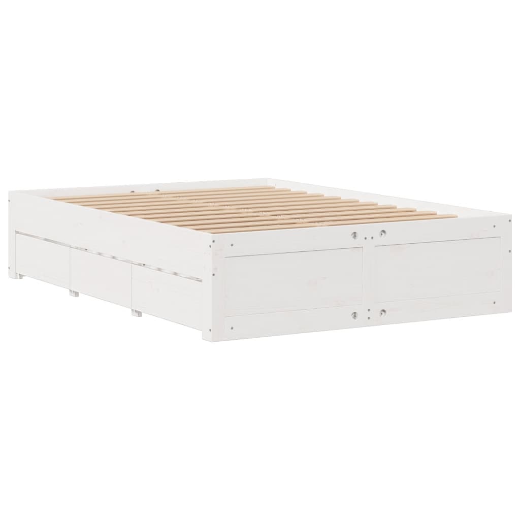 Giroletto senza Materasso con Cassetti Bianco 160x200 cm Pino