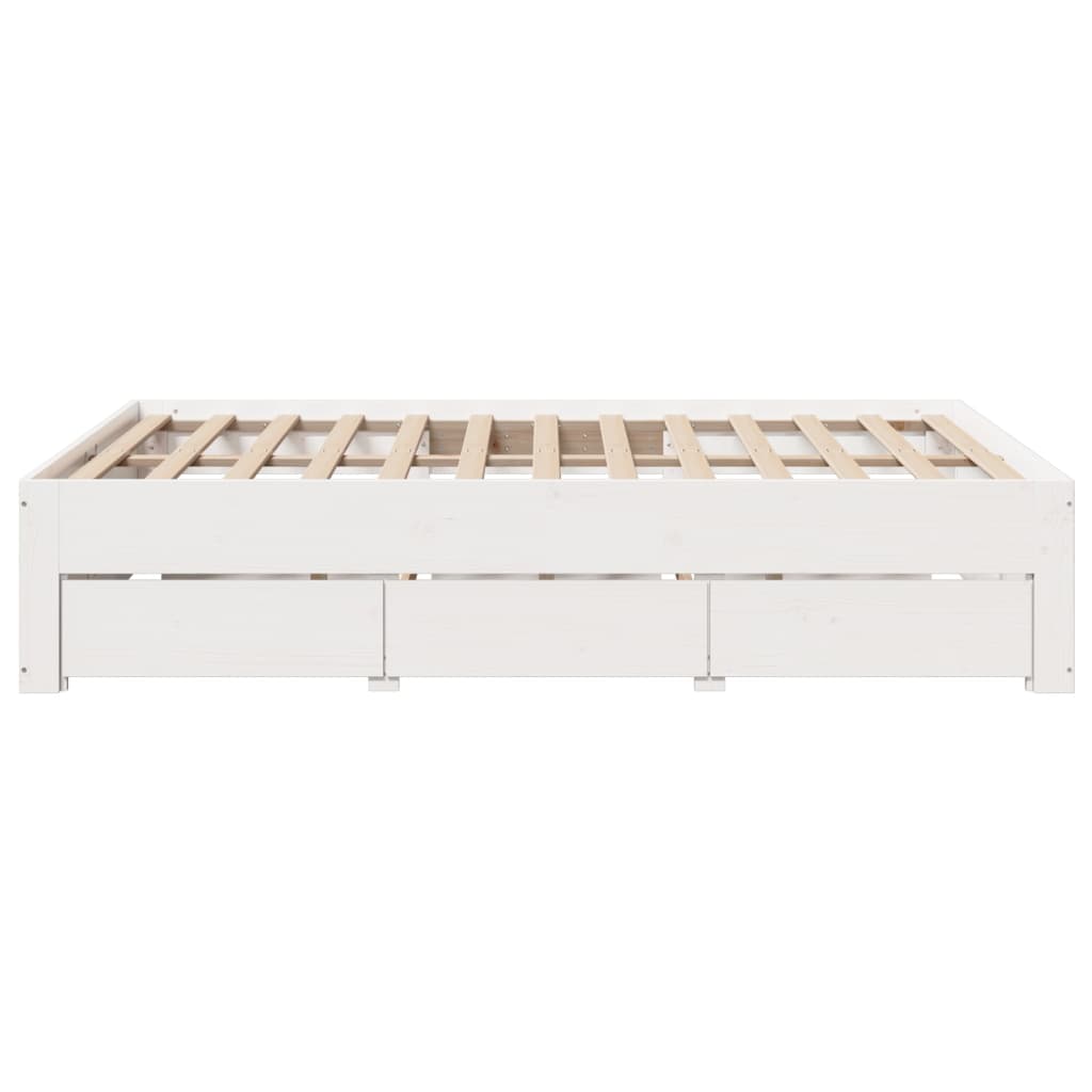 Giroletto senza Materasso con Cassetti Bianco 160x200 cm Pino