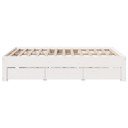 Giroletto senza Materasso con Cassetti Bianco 160x200 cm Pino