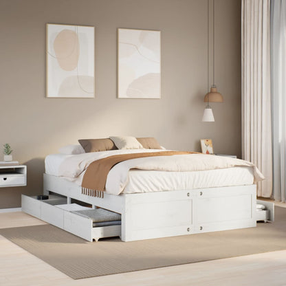 Giroletto senza Materasso con Cassetti Bianco 160x200 cm Pino