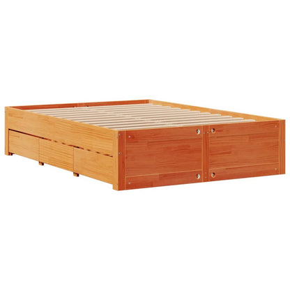 Letto senza Materasso con Cassetti Marrone Cera 160x200 cm Pino