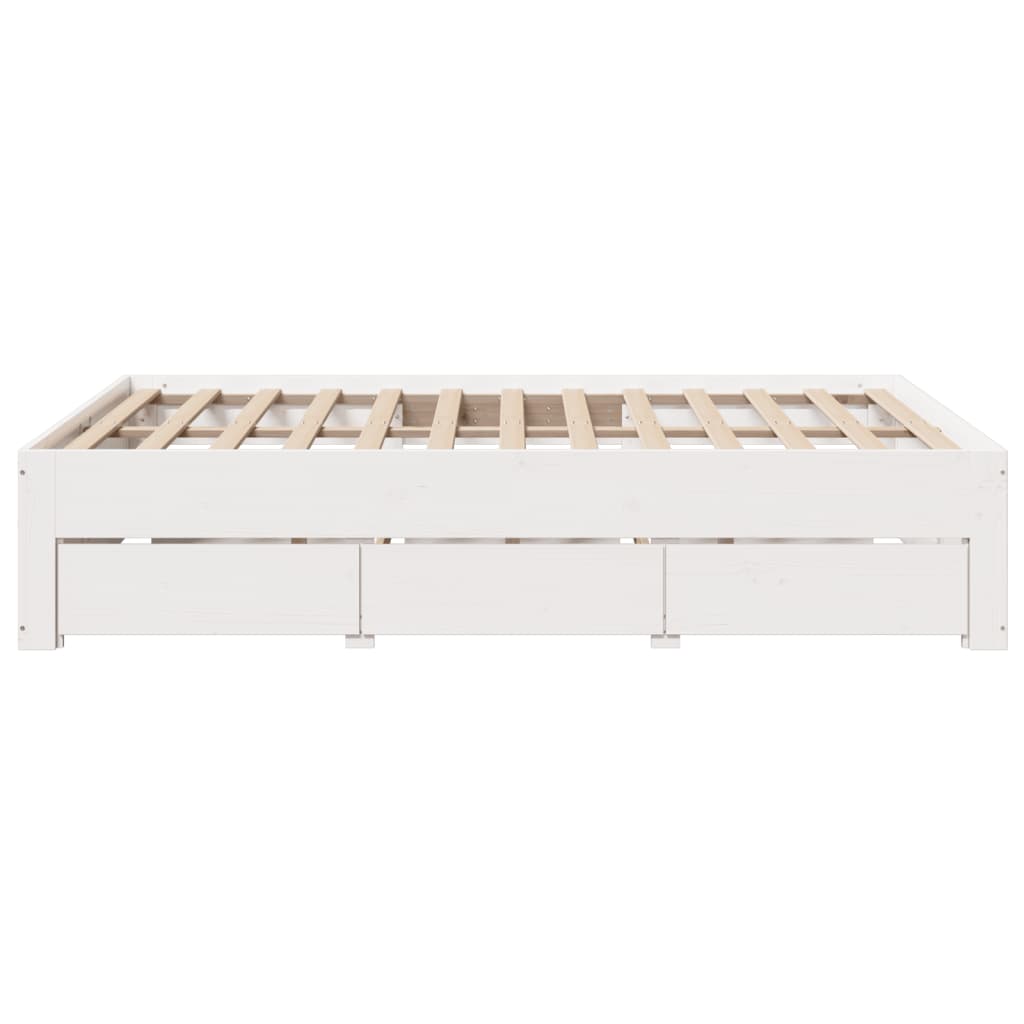 Giroletto senza Materasso con Cassetti Bianco 150x200 cm Pino