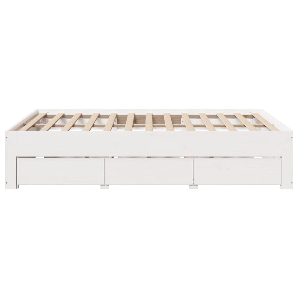 Giroletto senza Materasso con Cassetti Bianco 140x200 cm Pino